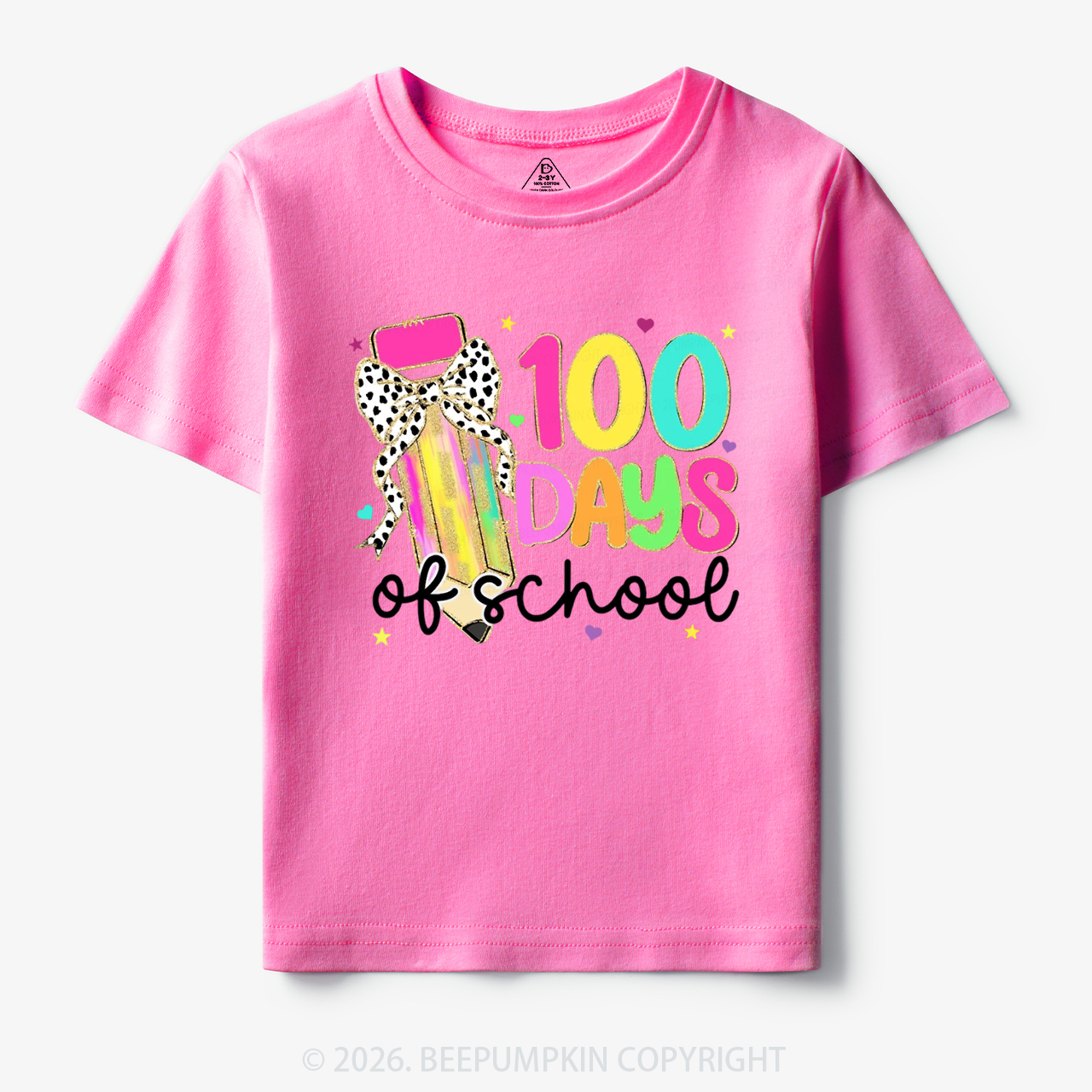 Pink Pencil Celebration 100 Days of School Toddler&Kid's Tees