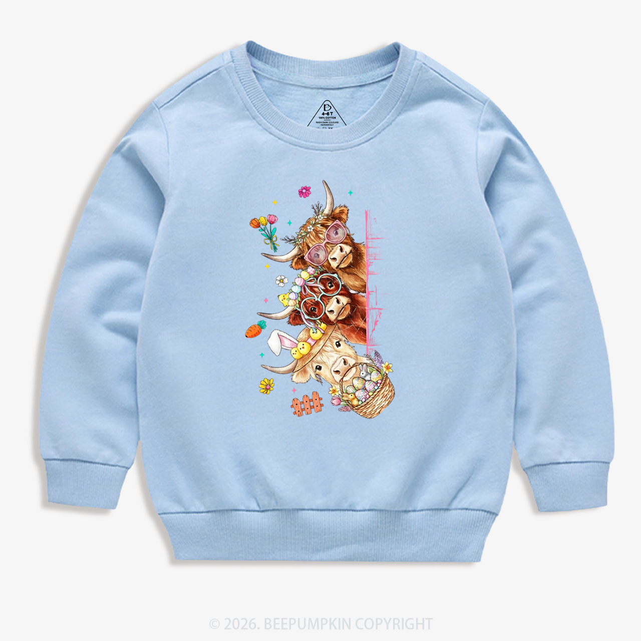 Easter Day Highland Cow&Bunny Kid's Sweatshirt