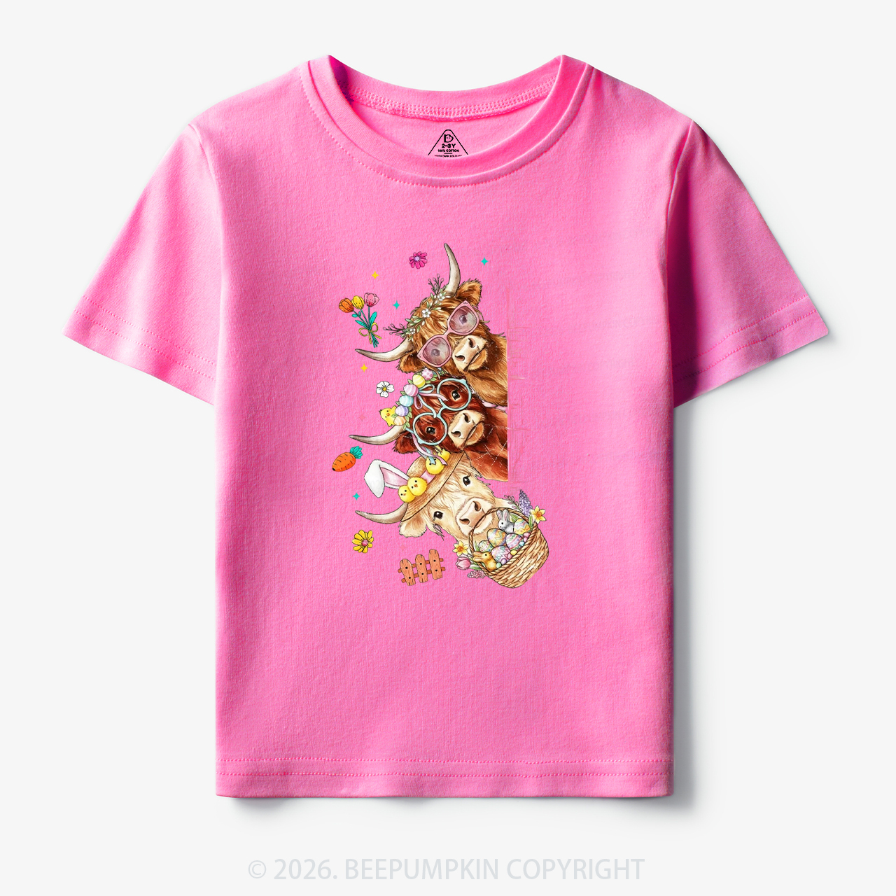 Easter Day Highland Cow&Bunny Toddler&Kid's Tees