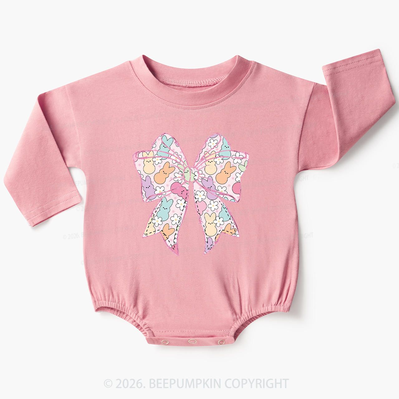 Easter Coquette Bunny Bow Baby Bubble Romper