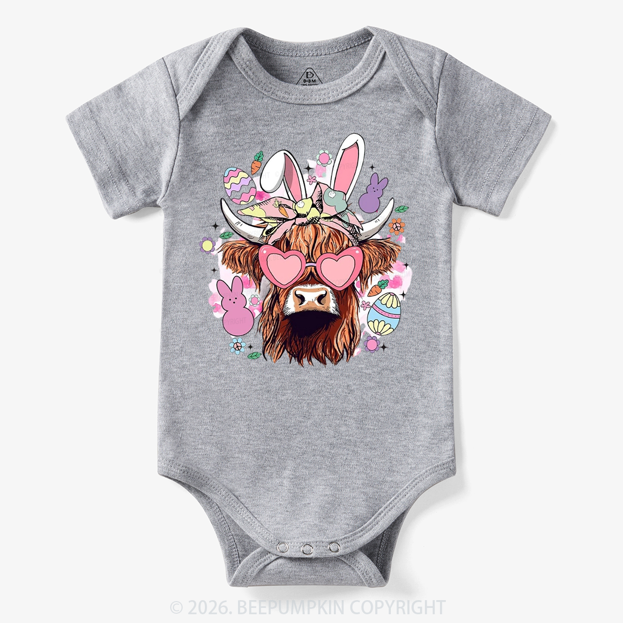 Easter Cute Highland Cow Bodysuit