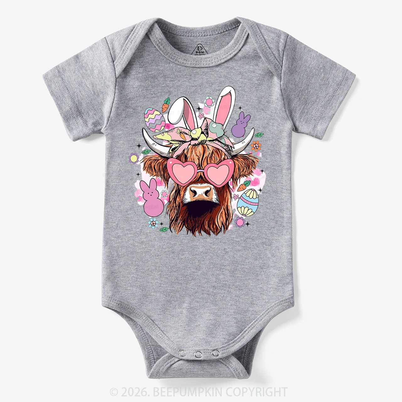 Easter Cute Highland Cow Bodysuit