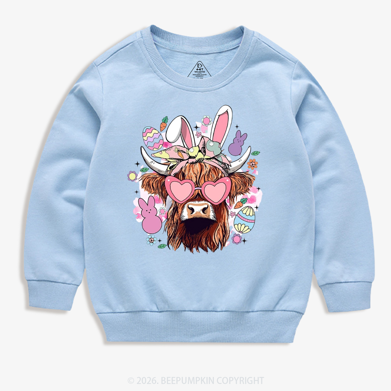 Easter Cute Highland Cow Kid's Sweatshirt