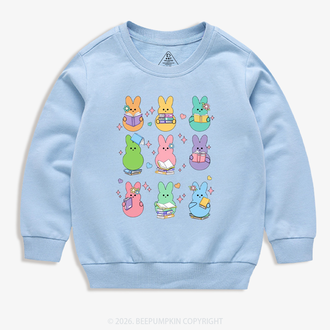 Easter Bunnies Reading Books Kid's Sweatshirt