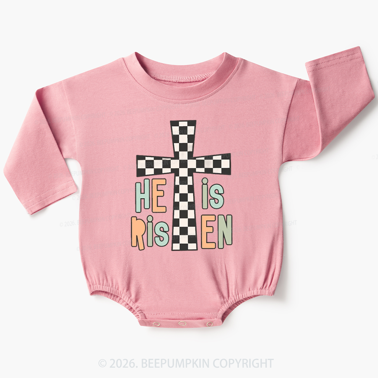 He Is Risen Easter Trendy Christian Baby Bubble Romper