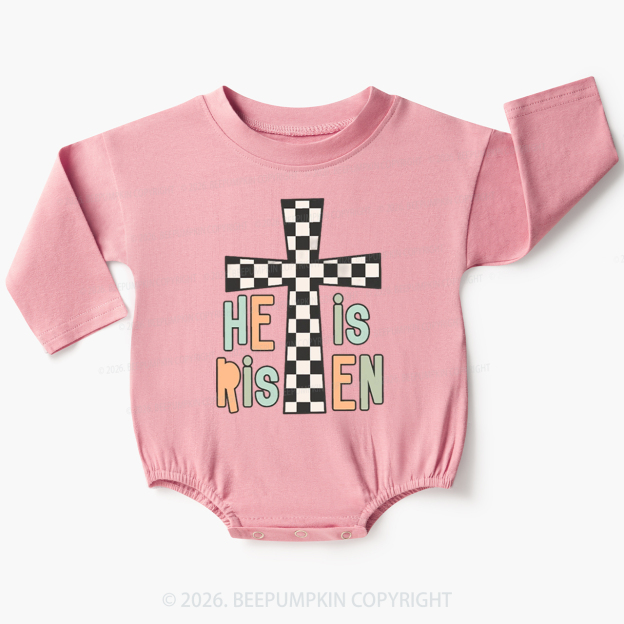 He Is Risen Easter Trendy Christian Baby Bubble Romper