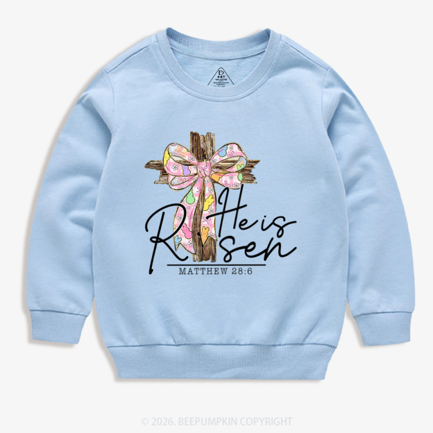 He Is Risen Easter Coquette Bow Kid's Sweatshirt