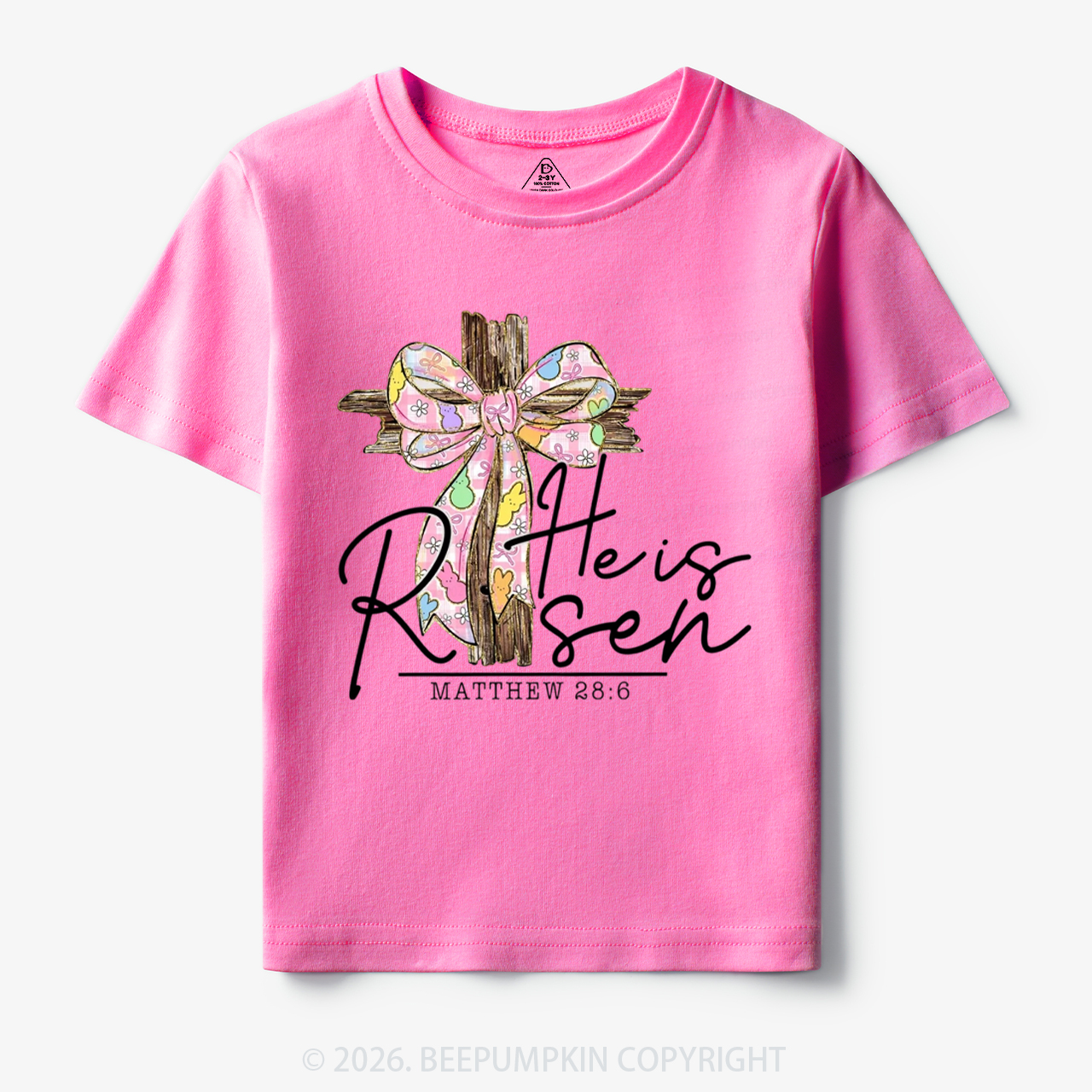 He Is Risen Easter Coquette Bow Toddler&Kid's Tees