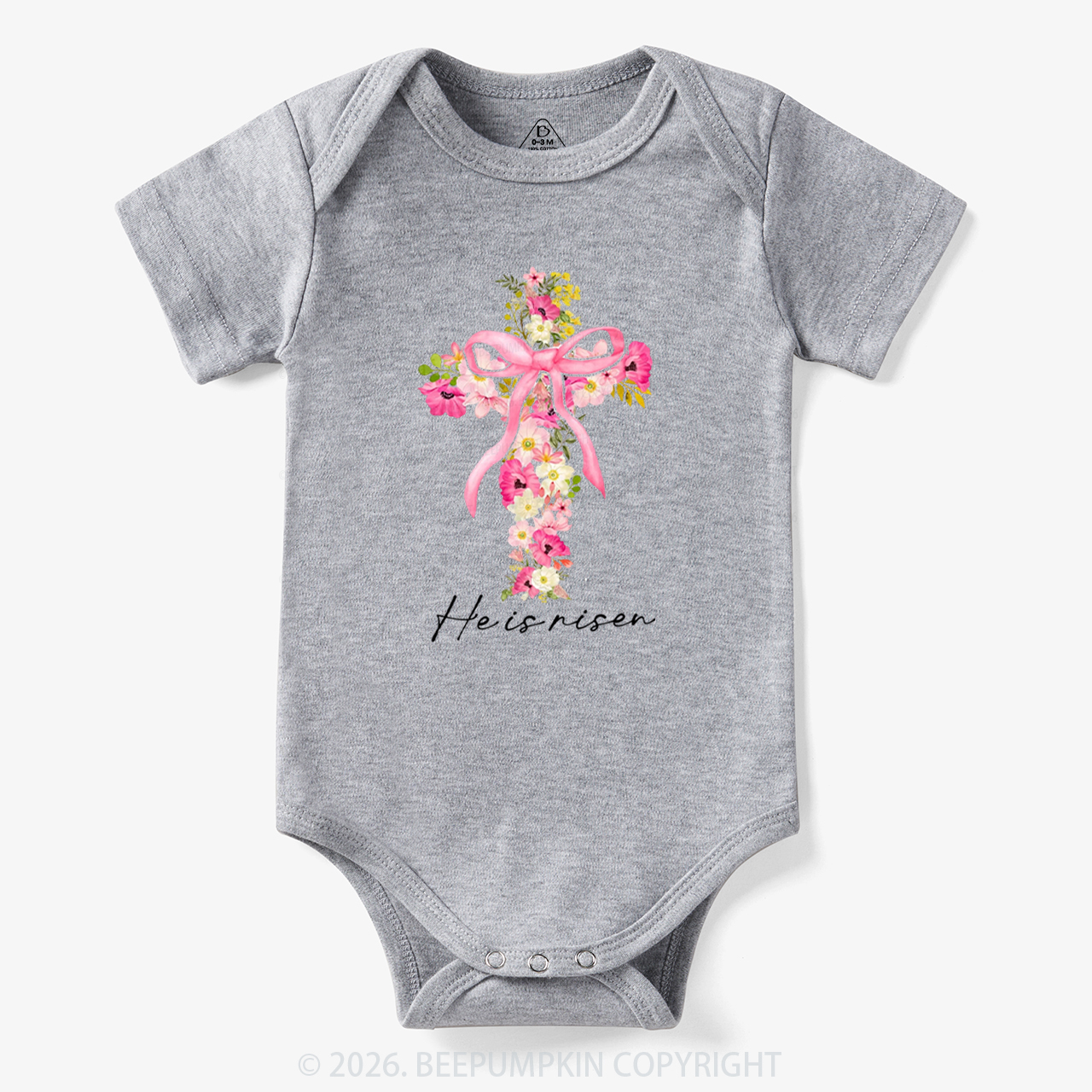 He Is Risen Easter Floral Bodysuit