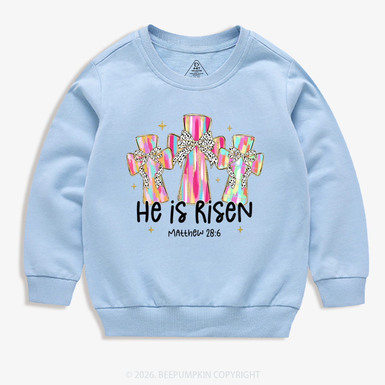 He Is Risen Easter Cross Kid's Sweatshirt