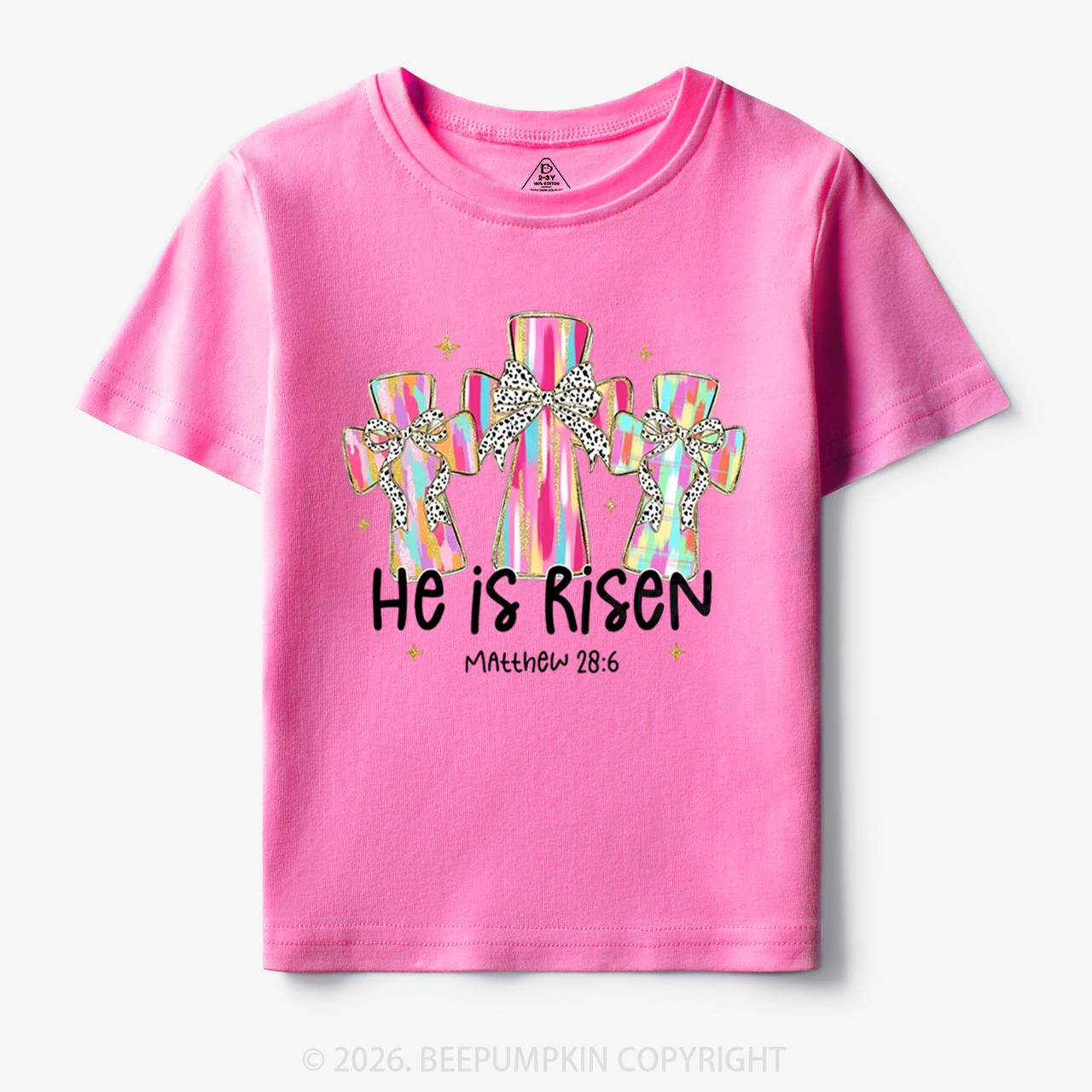 He Is Risen Easter Cross Toddler&Kid's Tees