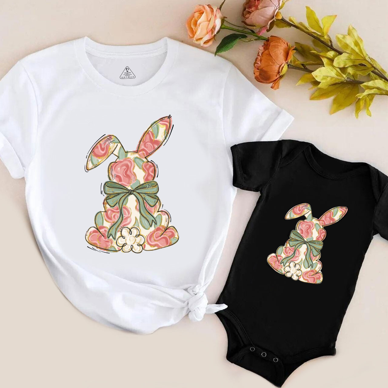 Floral Coquette Bow Easter Mom&Me Matching Tees