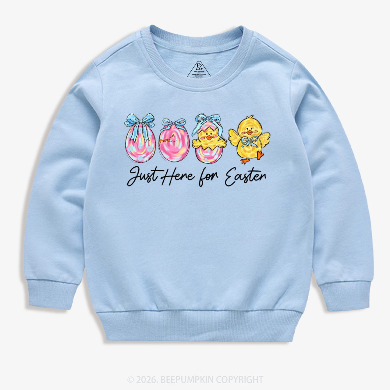Just Here For Easter Pastel Eggs Coquette Kid's Sweatshirt