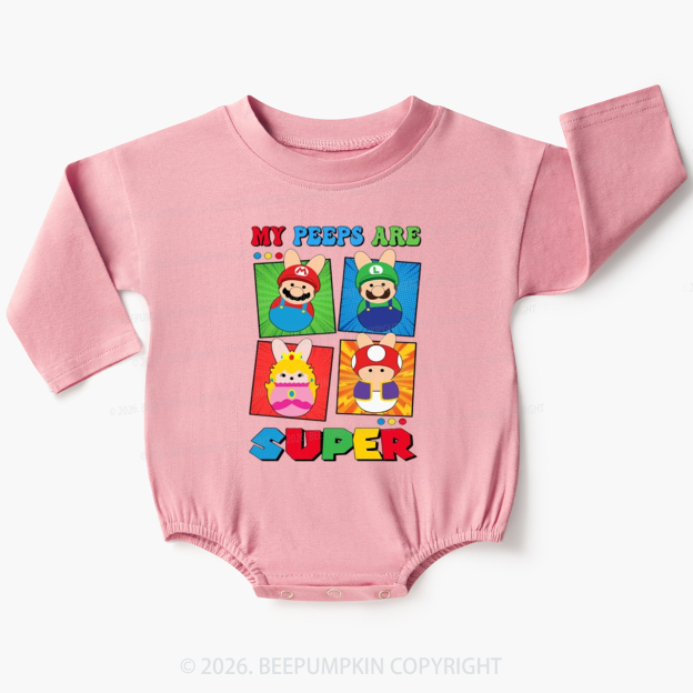 Easter My Peeps Are Super Baby Bubble Romper