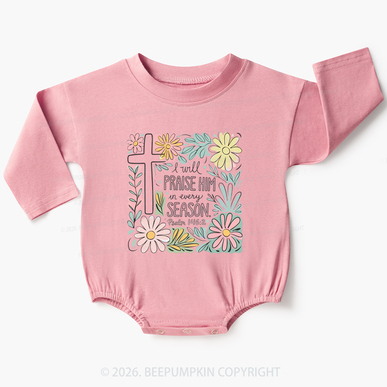 Easter I will Praise Him Baby Bubble Romper