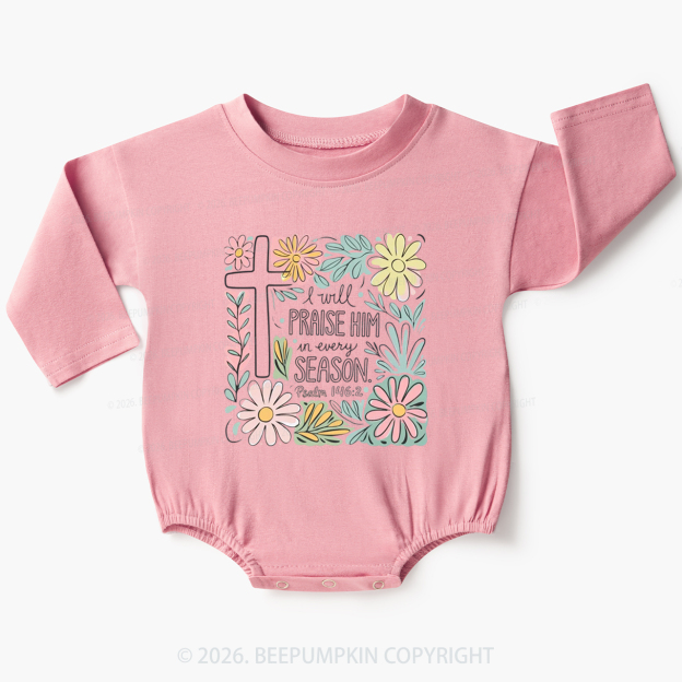 Easter I will Praise Him Baby Bubble Romper