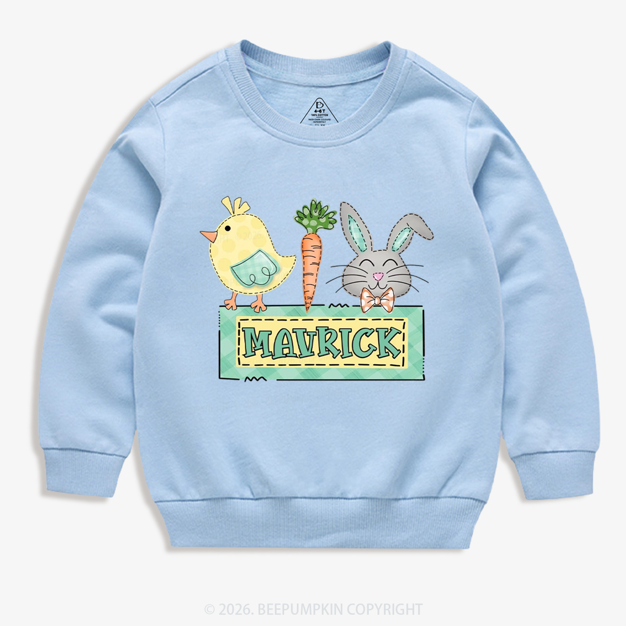 Personalized Name Easter Bunny Carrot Kid's Sweatshirt