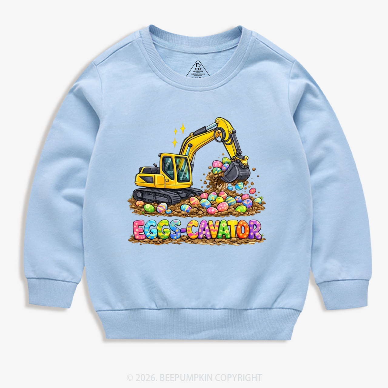 Eggs-Cavator Excavator Easter Kid's Sweatshirt