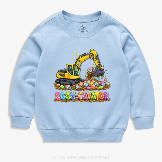 Eggs-Cavator Excavator Easter Kid's Sweatshirt