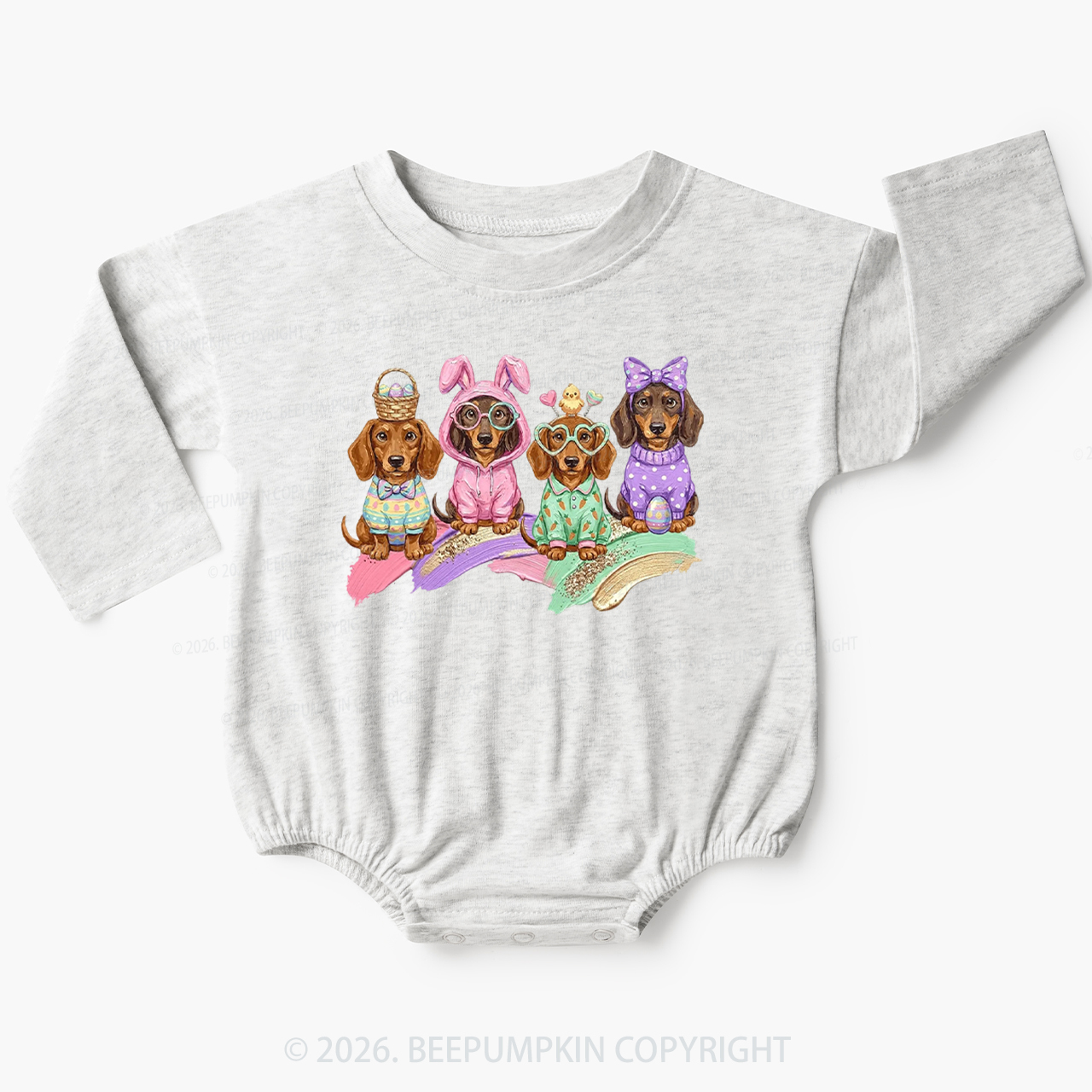 Easter Dog Cute Dachshund Baby Bubble Romper