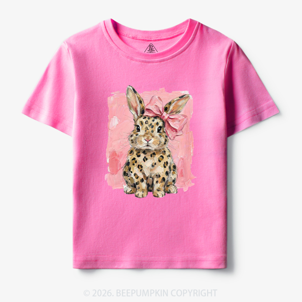 Oil Paint Leopard & Pink Bow Coquette Bunny Toddler&Kid's Tees
