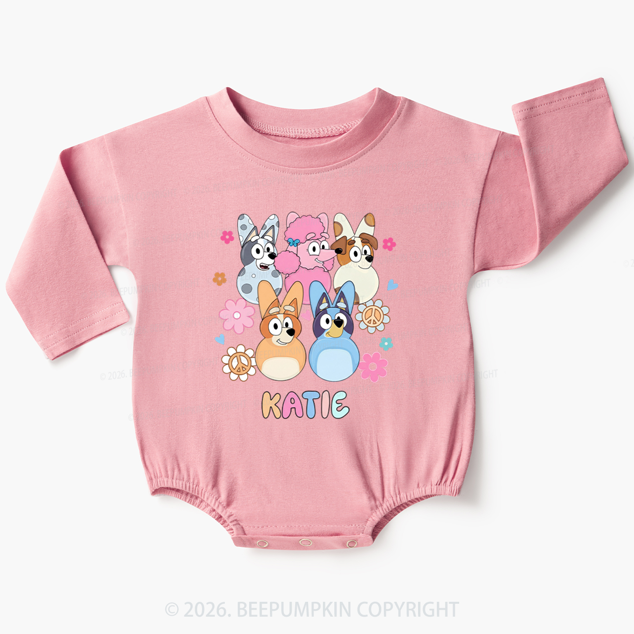 Personalized Cartoon Dog Easter Baby Bubble Romper