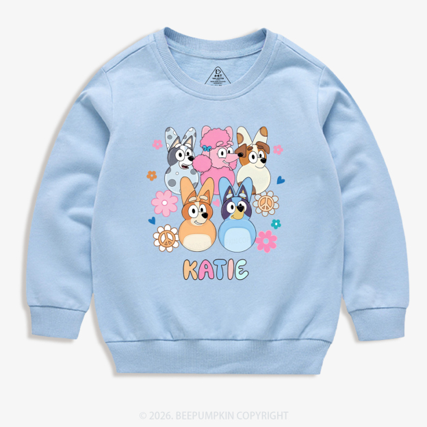 Personalized Cartoon Dog Easter Kid's Sweatshirt