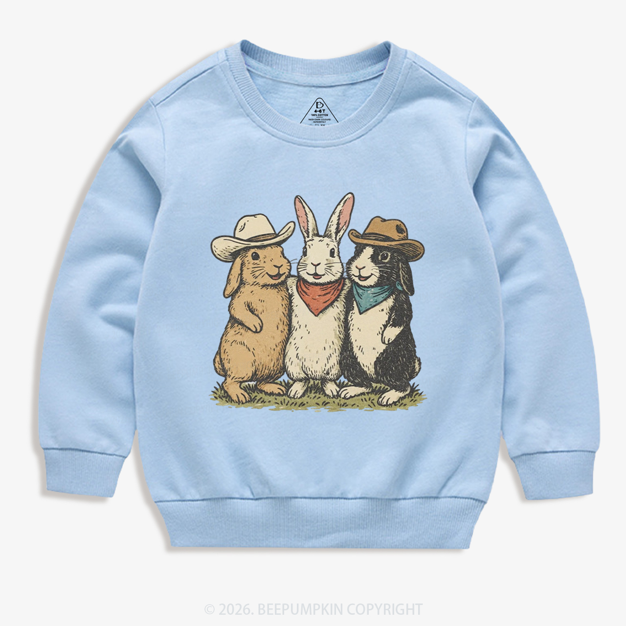 Western Bunnies Easter Kid's Sweatshirt
