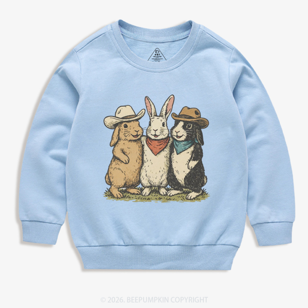 Western Bunnies Easter Kid's Sweatshirt