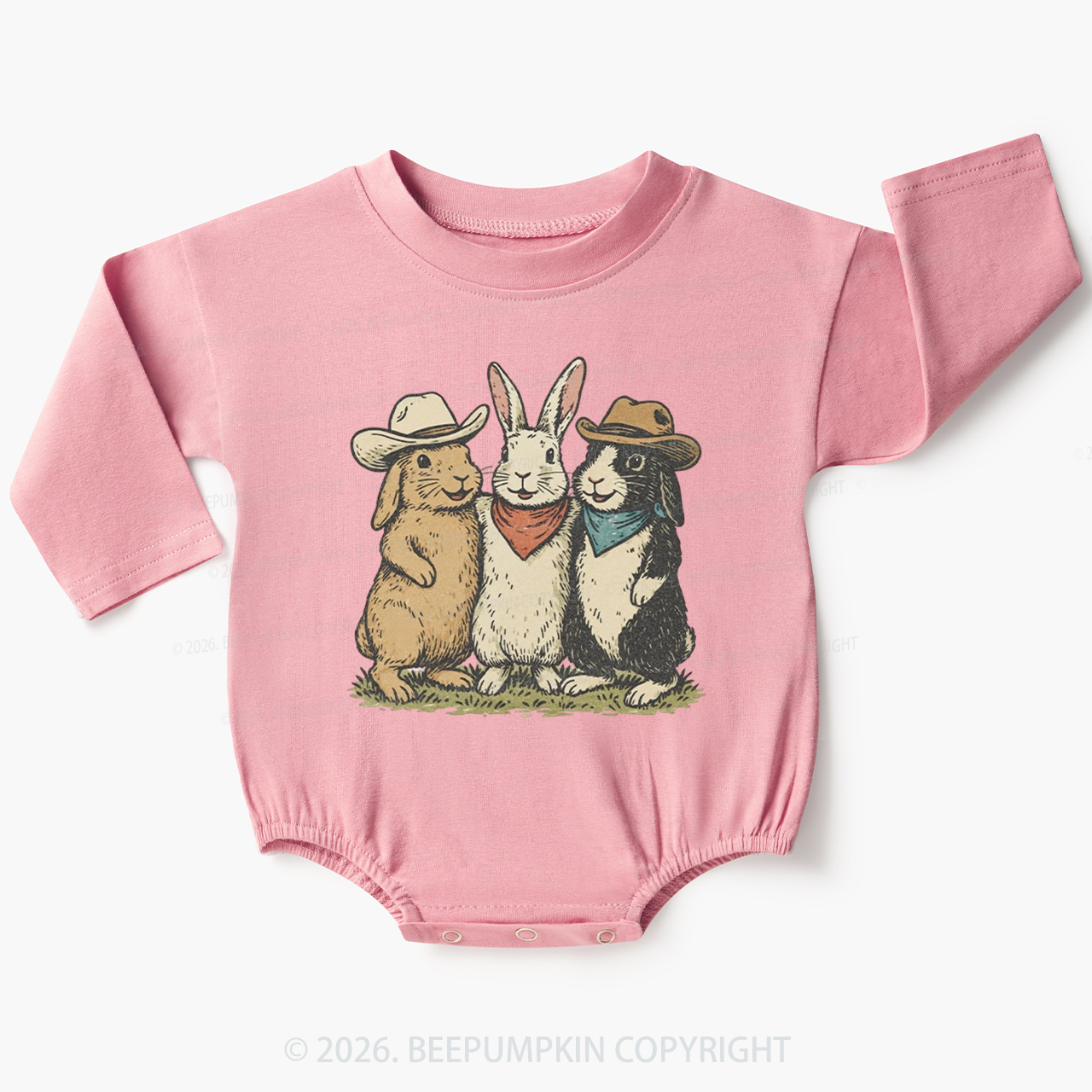 Western Bunnies Easter Baby Bubble Romper
