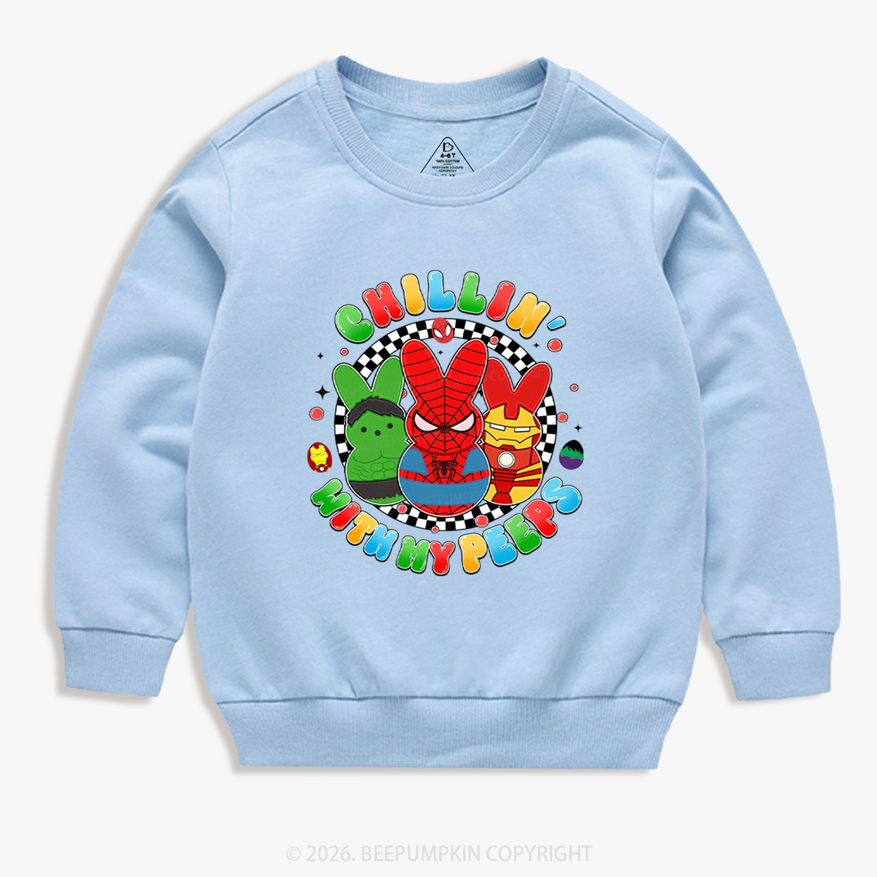 Cartoon Chillin With My Bunny Easter Kid's Sweatshirt