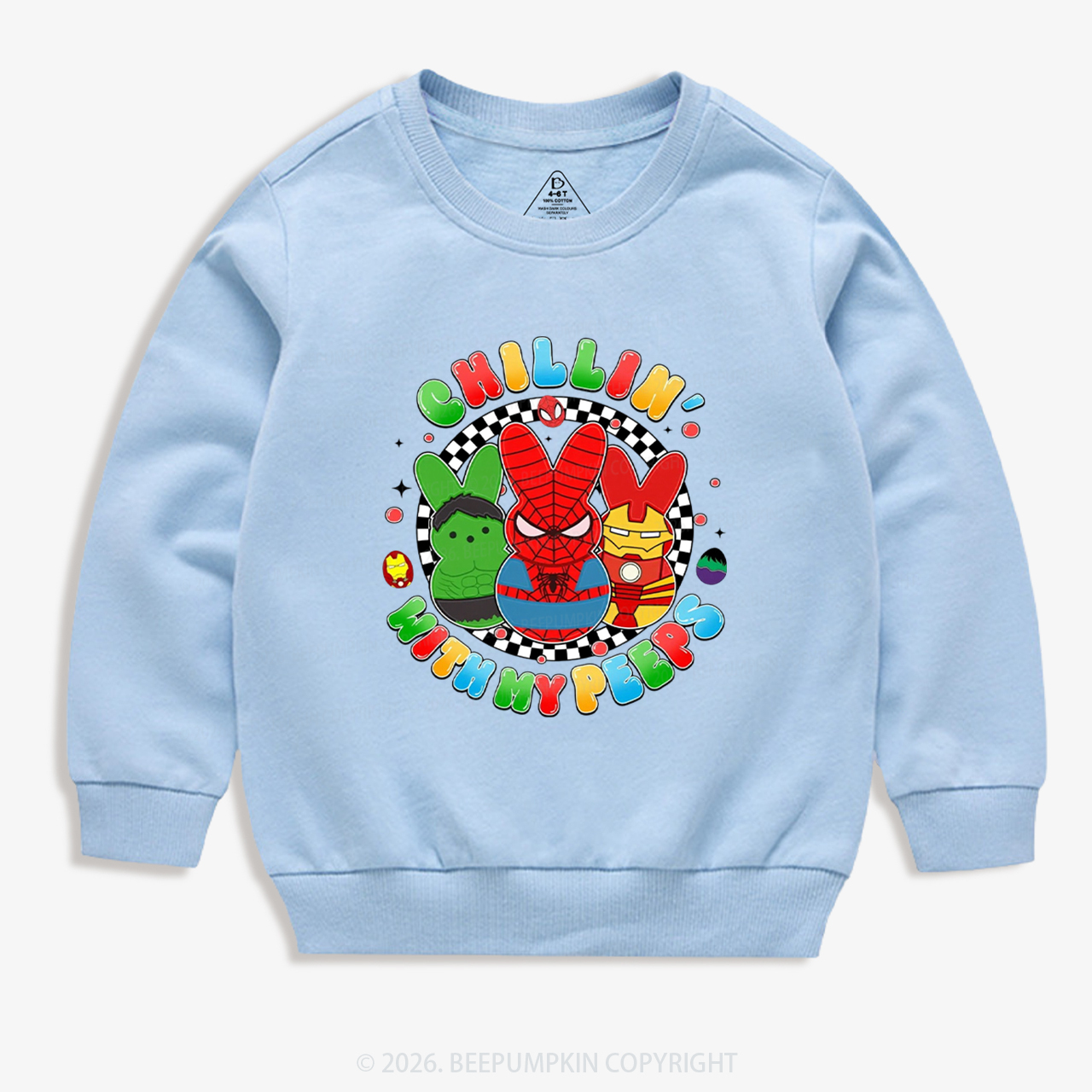 Cartoon Chillin With My Bunny Easter Kid's Sweatshirt