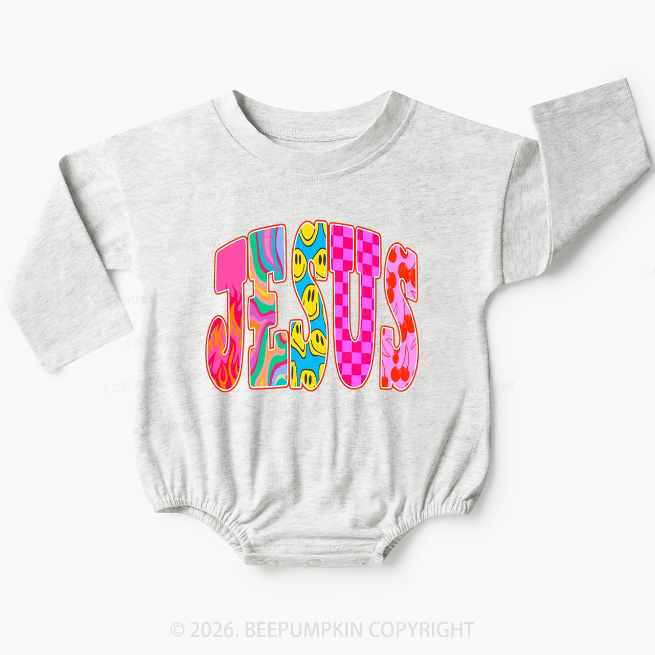 Jesus Loves Me Retro Colorful Baby Bubble Romper