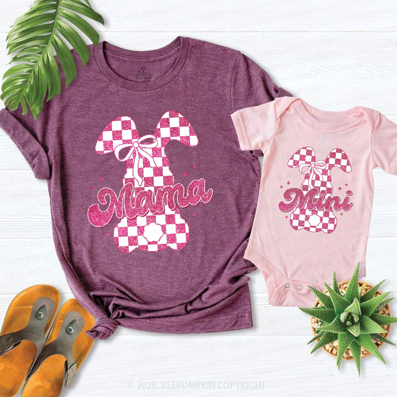 Glitter Easter Bunny Mama Mini Mom&Me Matching T-Shirts