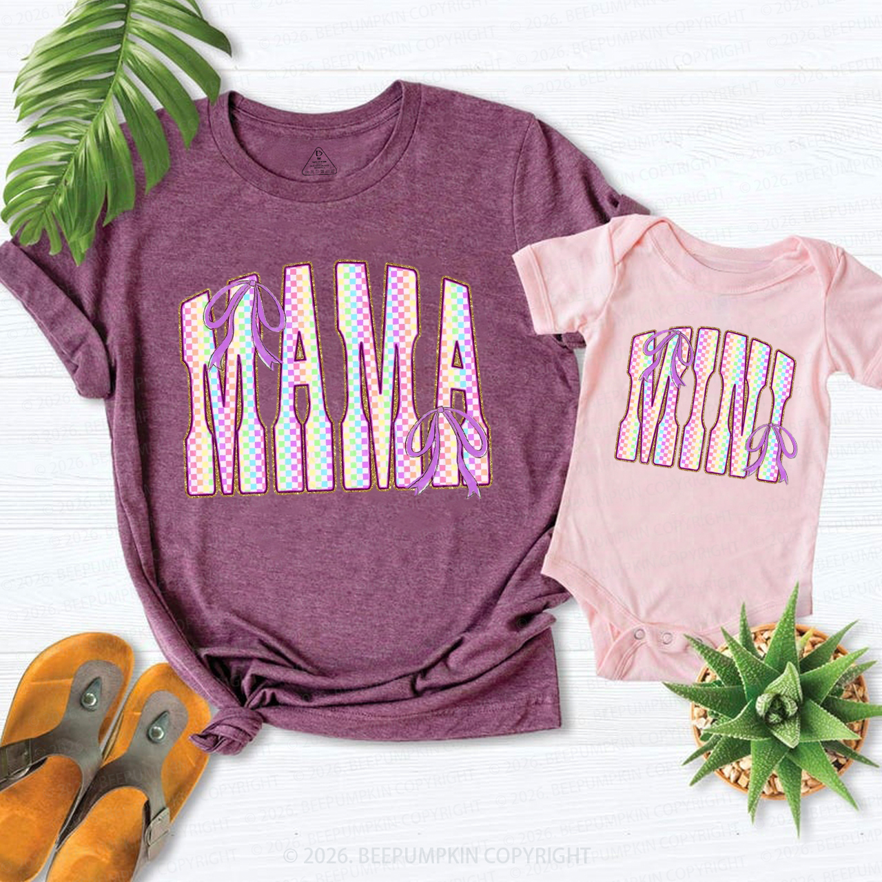 Mama and Mini Easter Coquette Bow Mom&Me Matching T-Shirts