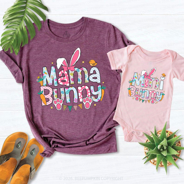 Happy Easter Mama Mini Bunny Mom&Me Matching T-Shirts