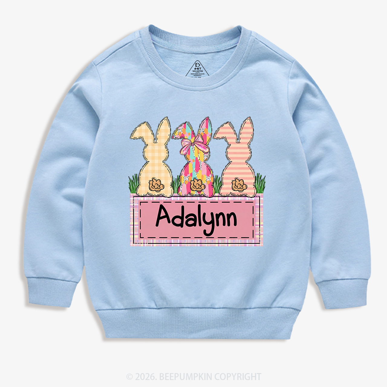 Personalized Name Retro Happy Easter Kid's Sweatshirt