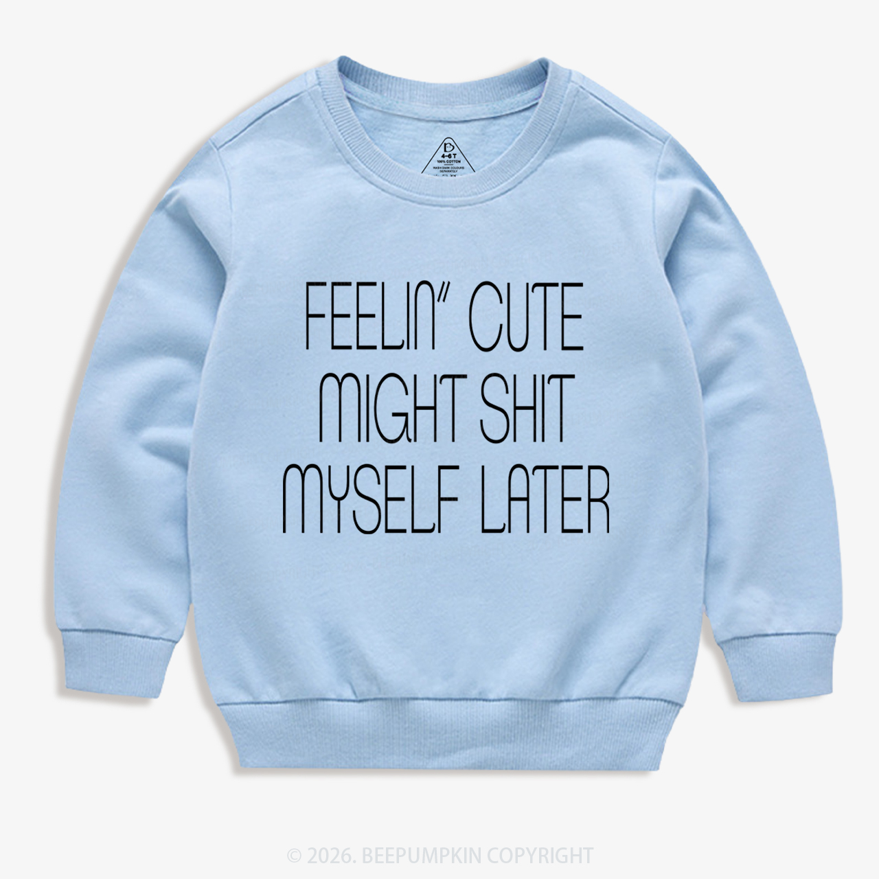 Feelin' Cute Might Shit Myself Later Kid's Sweatshirt 7