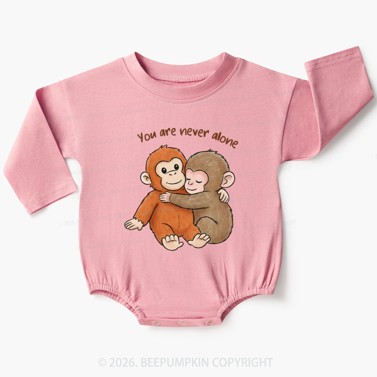 You Are Never Alone Punch Monkey Baby Bubble Romper