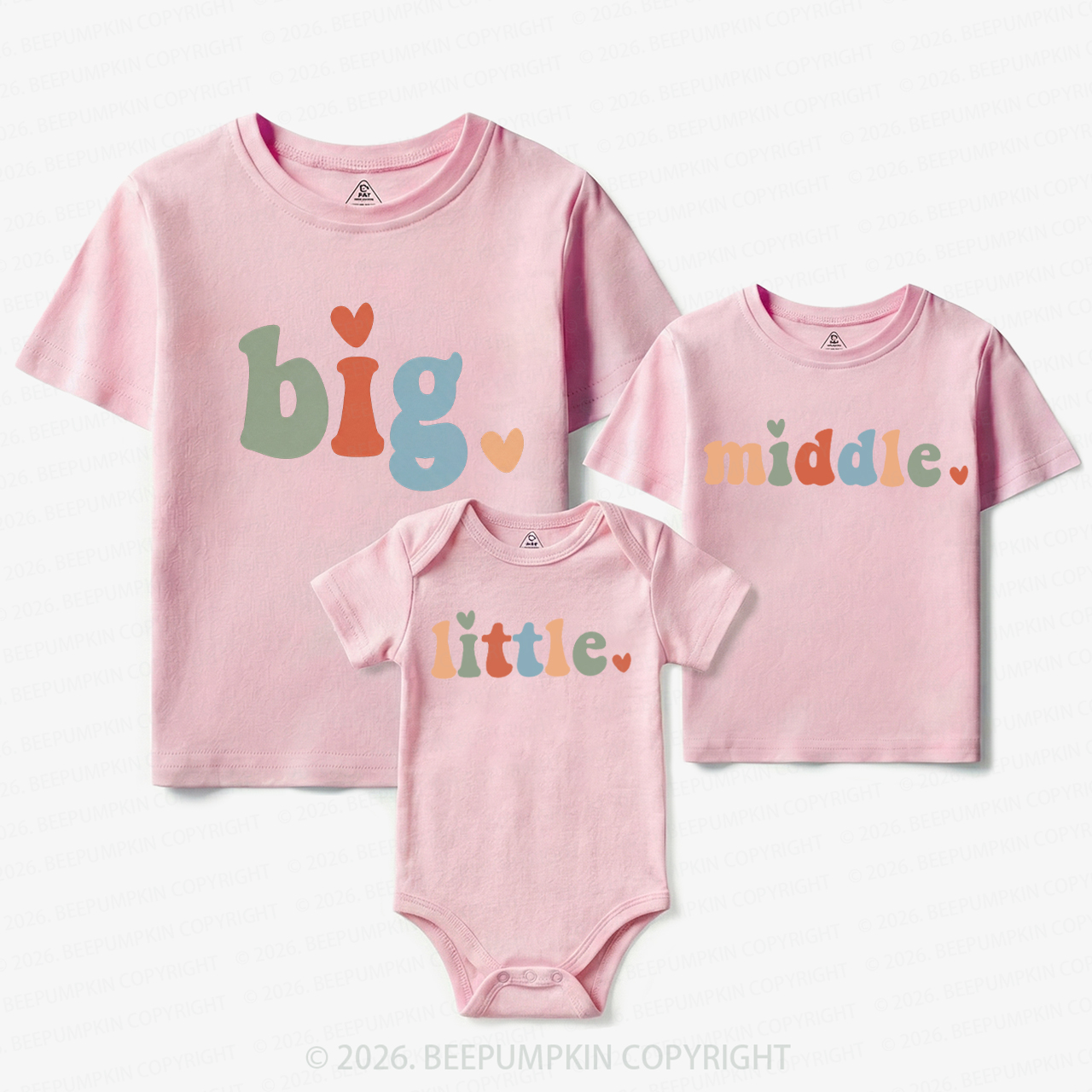 Big Middle Little Matching Tees For Siblings