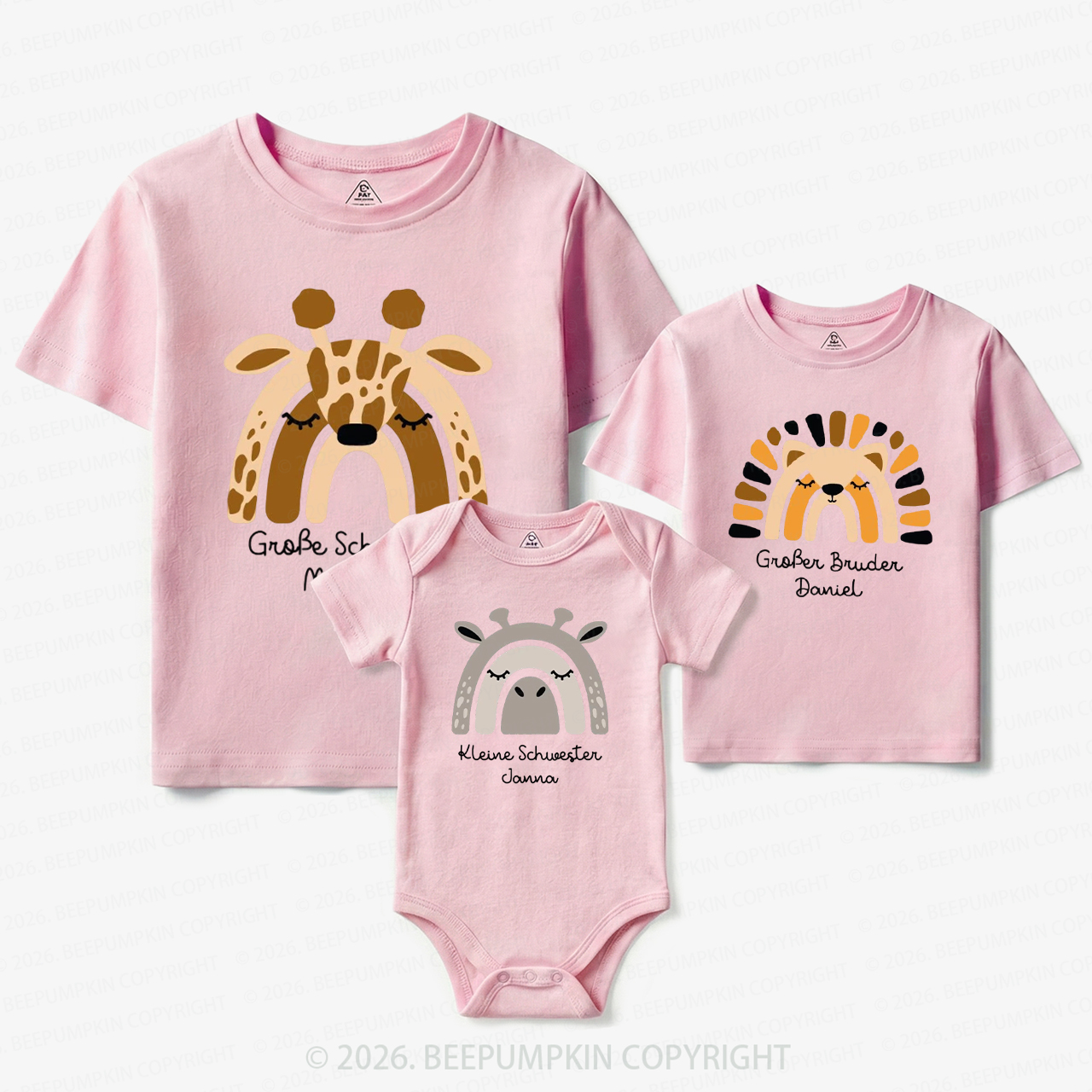 Personalized Name Cartoon Matching Tees For Siblings