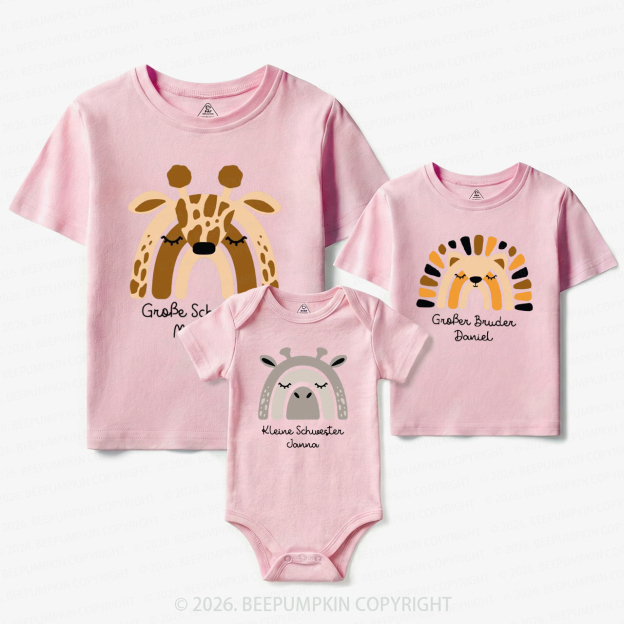 Personalized Name Cartoon Matching Tees For Siblings