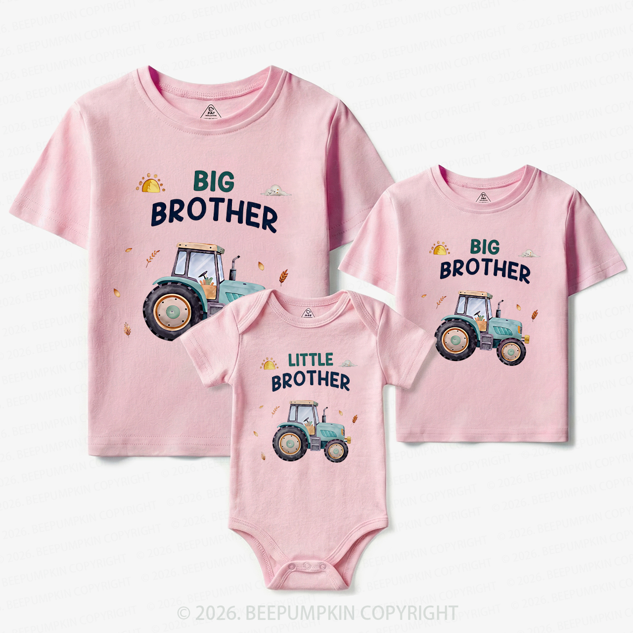 Big Brother & Little Brother Tractor Matching Tees For Siblings