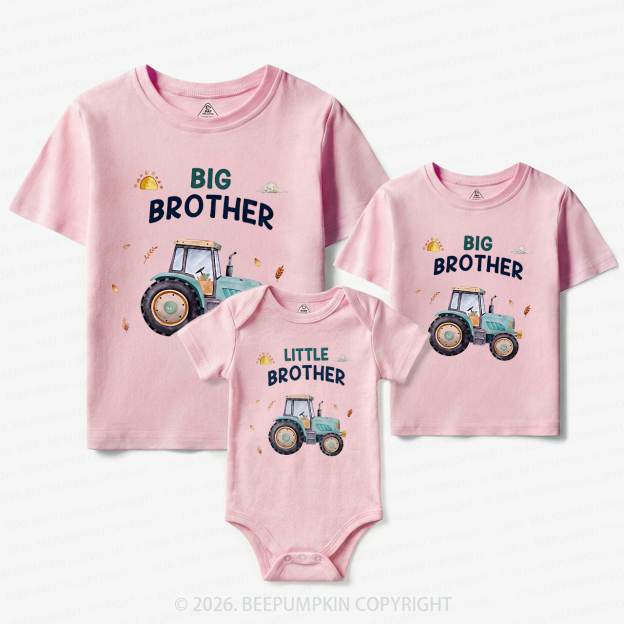 Big Brother & Little Brother Tractor Matching Tees For Siblings