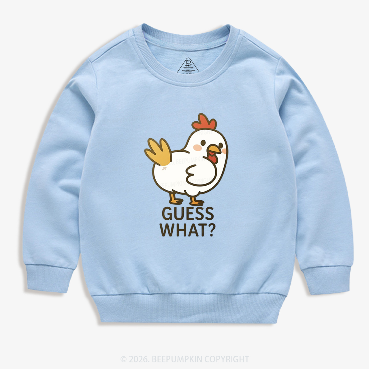 Guess What Chicken Funny Butt Joke Kid's Sweatshirt 7