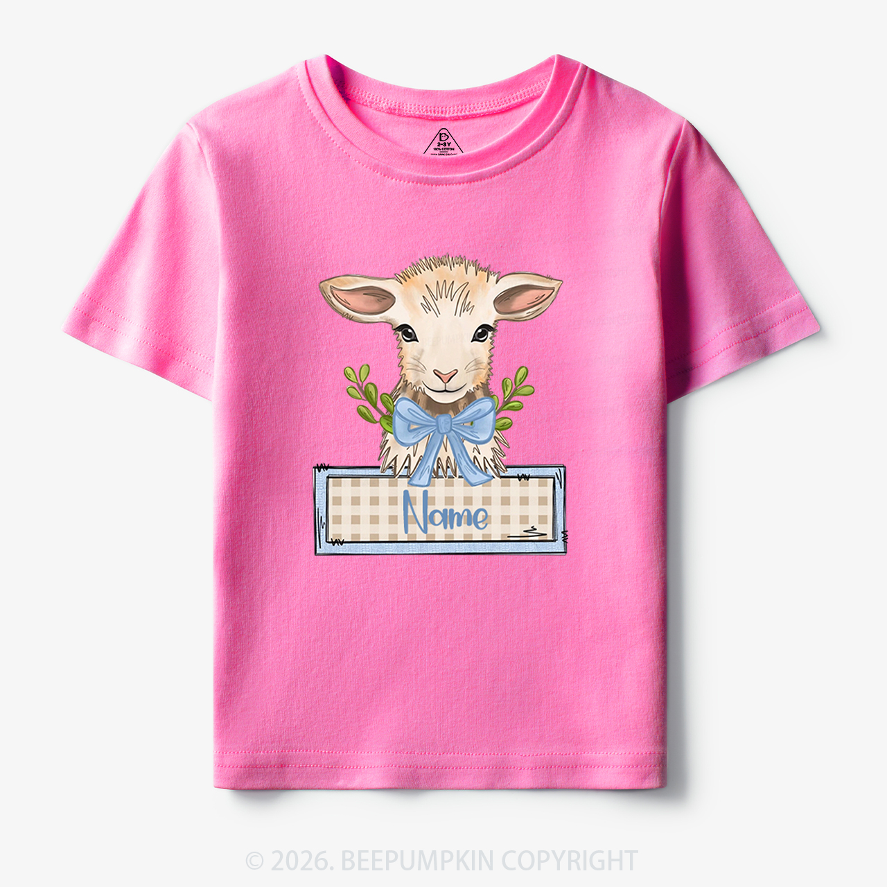 Personalized Baby Lamb With Bow Toddler&Kid's Tees