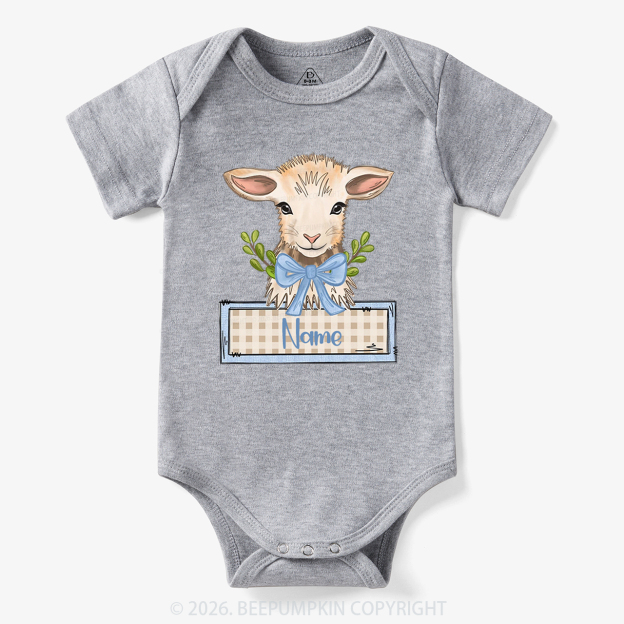 Personalized Baby Lamb With Bow Bodysuit