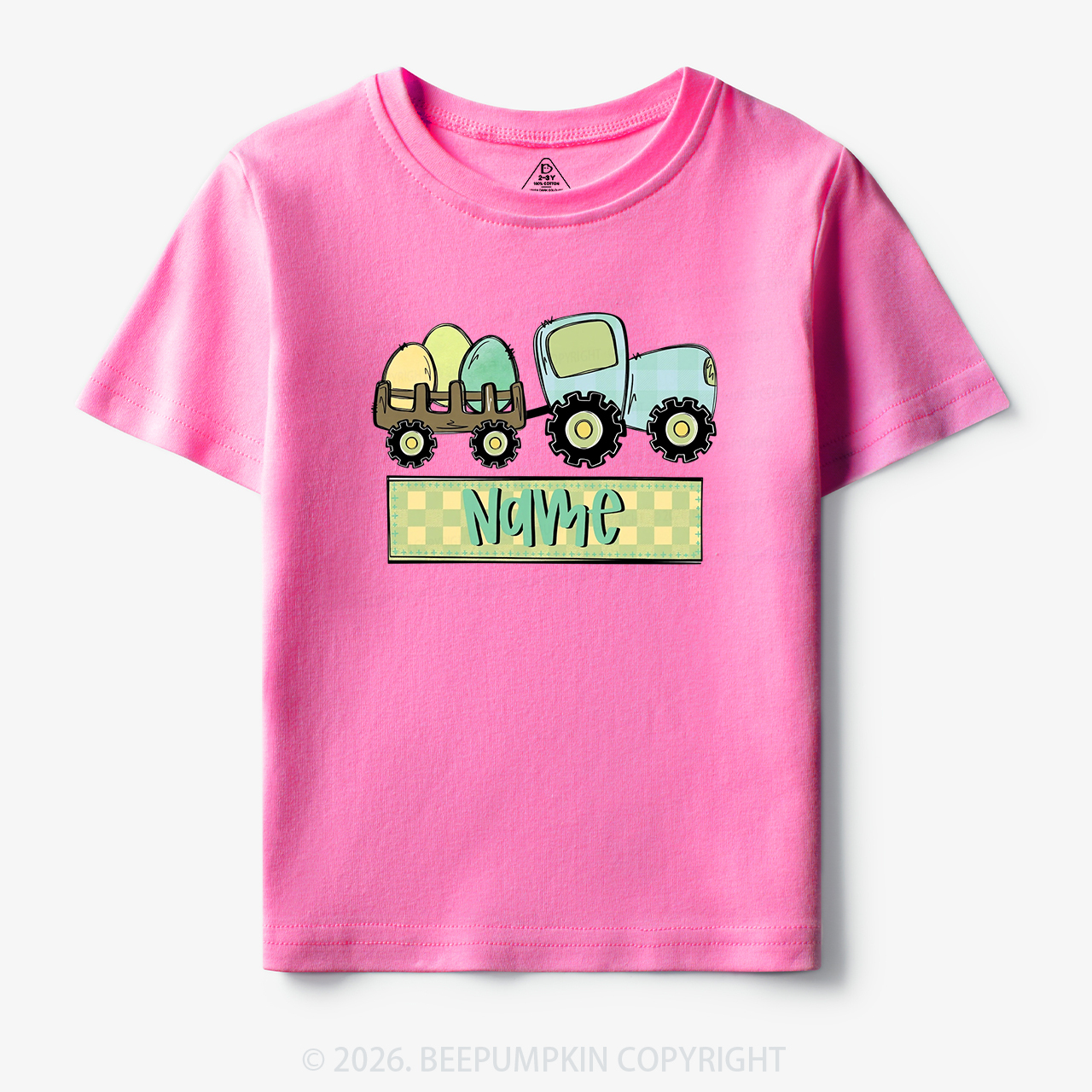 Personalized Name Easter Tractor Toddler&Kid's Tees