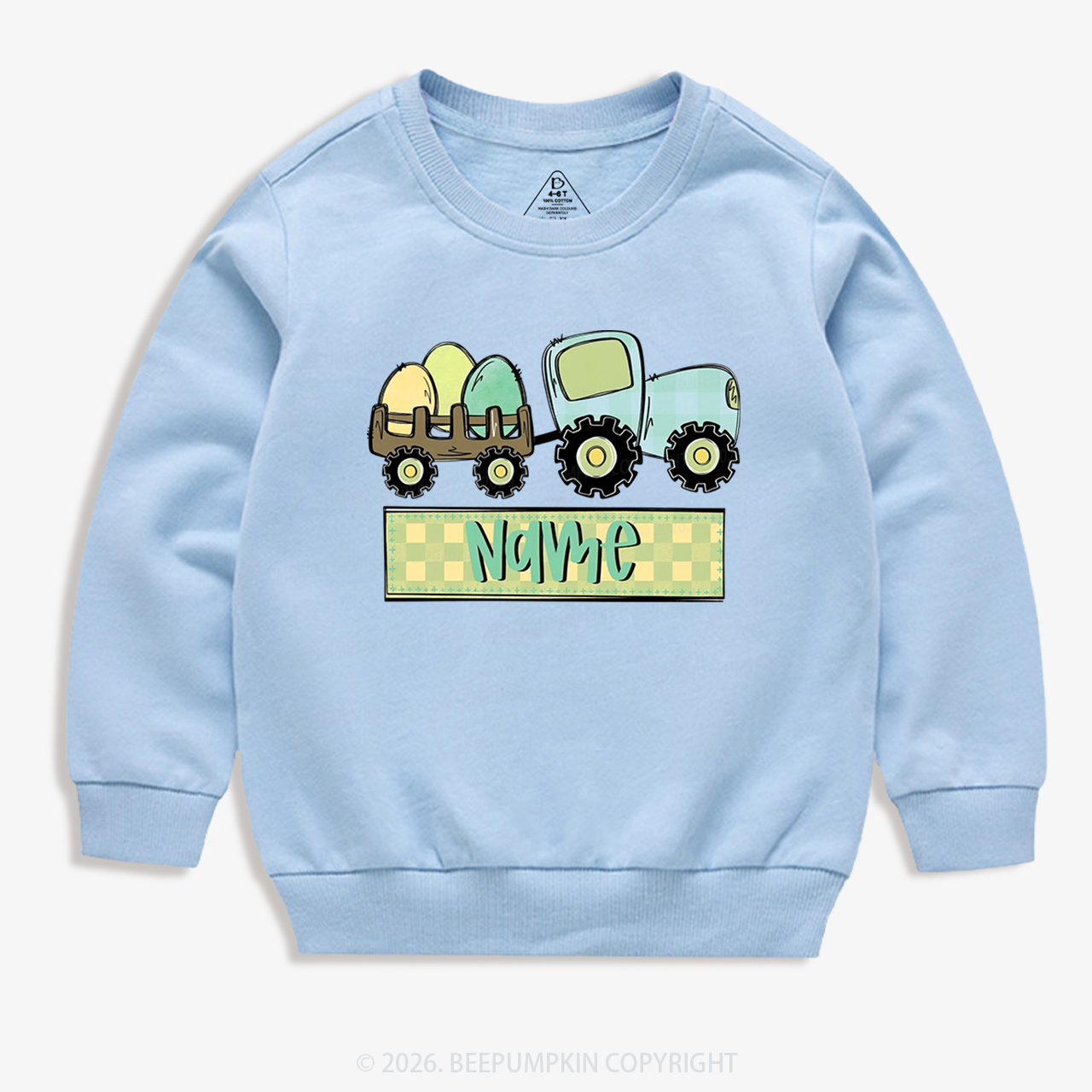 Personalized Name Easter Tractor Kid's Sweatshirt