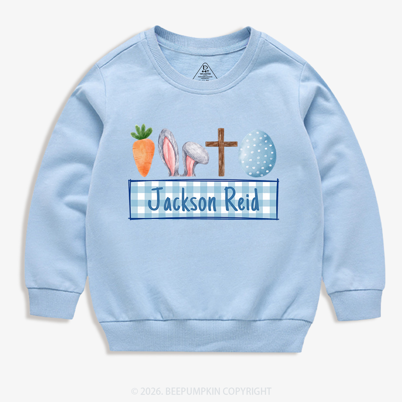 Personalized Watercolor Easter Bunny Name Kid's Sweatshirt